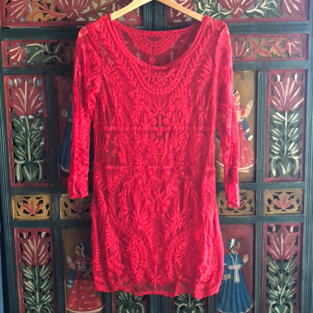 Express Beautiful Embroidered Red Dress size S/P